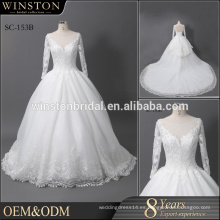 Imágenes más vendidas de los últimos diseños de vestidos, vestido de novia de encaje blanco con espalda en v 2017